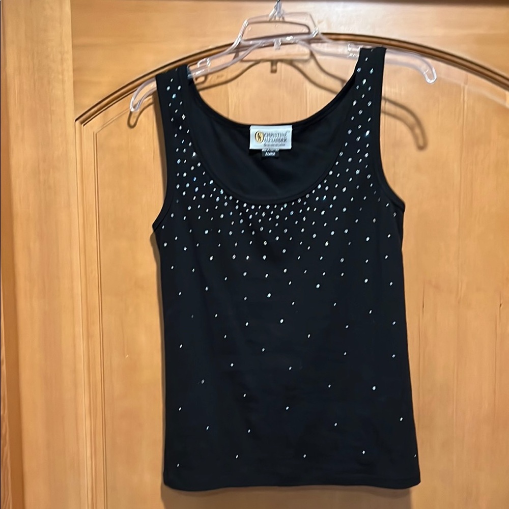 Elegant Black Studded Tank Top